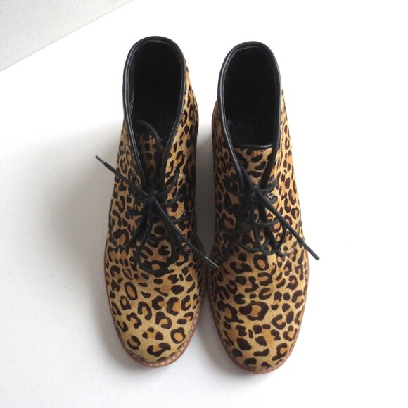Matiko Sharon Leopard Animal Print Brogue Lace Up Oxford Platform Boots 6 - Picture 3 of 10